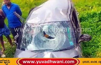 ಹೊಳೆಹೊನ್ನೂರು, ಕಾರು ಡಿಕ್ಕಿಯಾಗಿ ಪಾದಚಾರಿ ಸಾವು, ಪಲ್ಟಿಯಾಗಿ ಬಿದ್ದ ಕಾರು