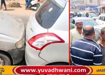 ಶಿವಮೊಗ್ಗ ವಿದ್ಯಾನಗರದಲ್ಲಿ ಸರಣಿ ಅಪಘಾತ, ಕಾರಣವೇನು?