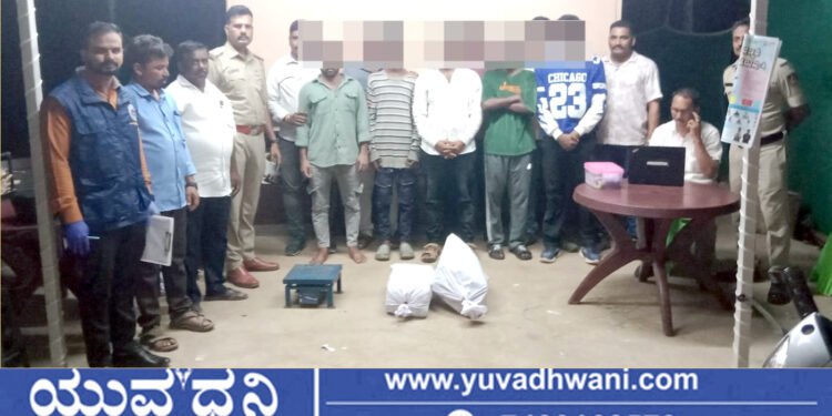 ಹೊಳೆಹೊನ್ನೂರು, ಬೈಪಾಸ್ ರಸ್ತೆಯಲ್ಲಿ ಗಾಂಜಾ ಮಾರಾಟ, 5 ಜನರ ಬಂಧನ!