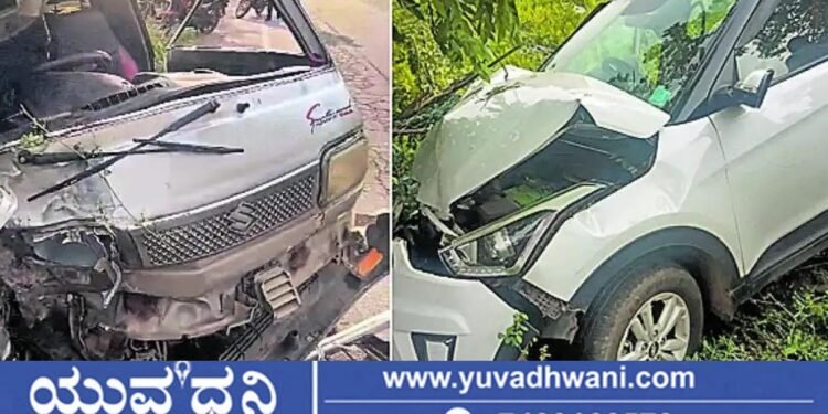 ಆಯನೂರು ಬಳಿ ಕಾರ್‌ಗಳ ಡಿಕ್ಕಿ, ಒಮ್ನಿ ಚಾಲಕನ ಕಾಲು ತುಂಡು!